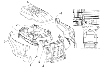 Hood Diagram and Parts List for (13A9A1CS256)(2017) Cub Cadet Lawn Tractor